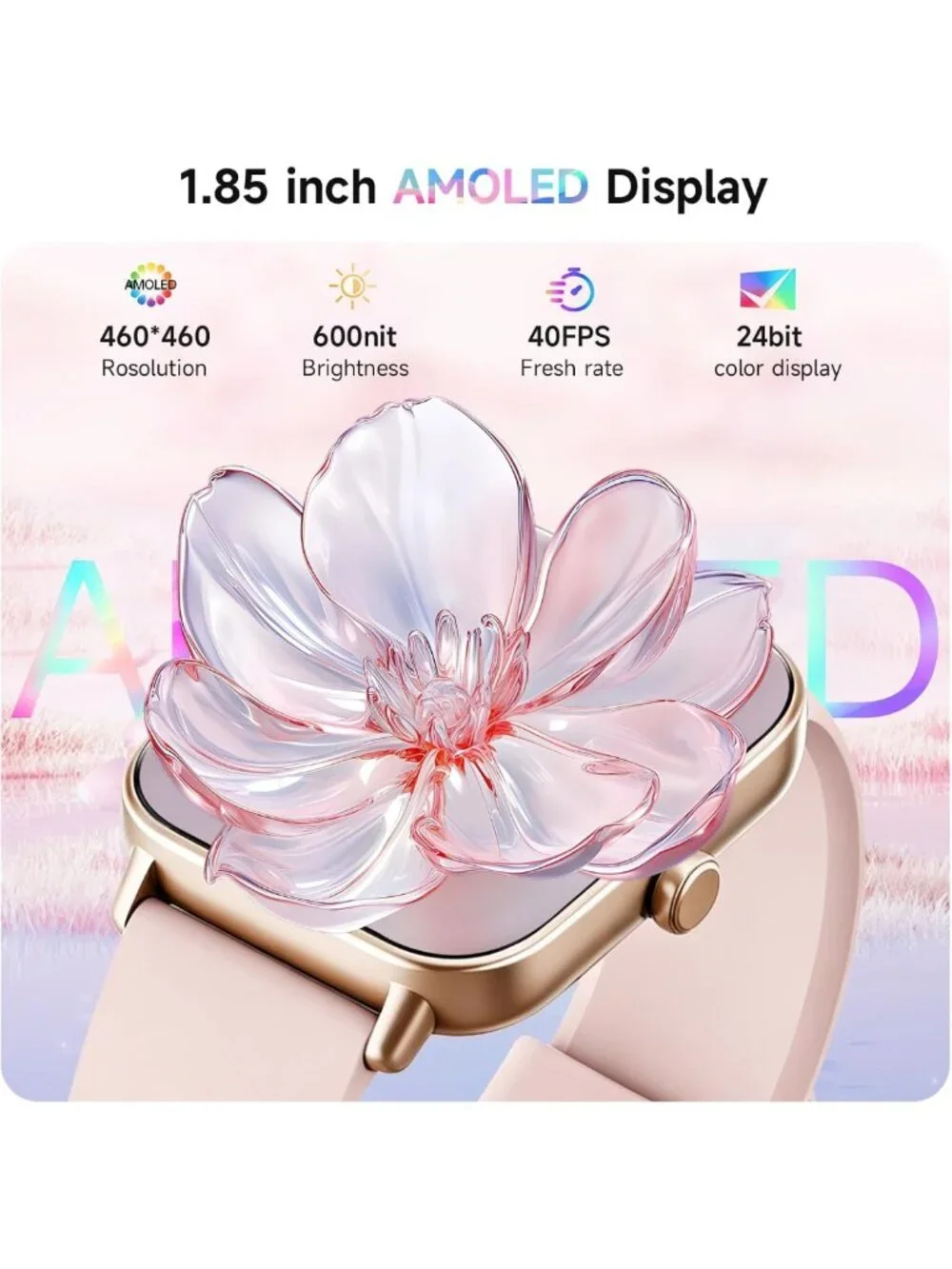 Stylish Smart Watch for Women, 1.85'' AMOLED Display, Alexa Voice Control